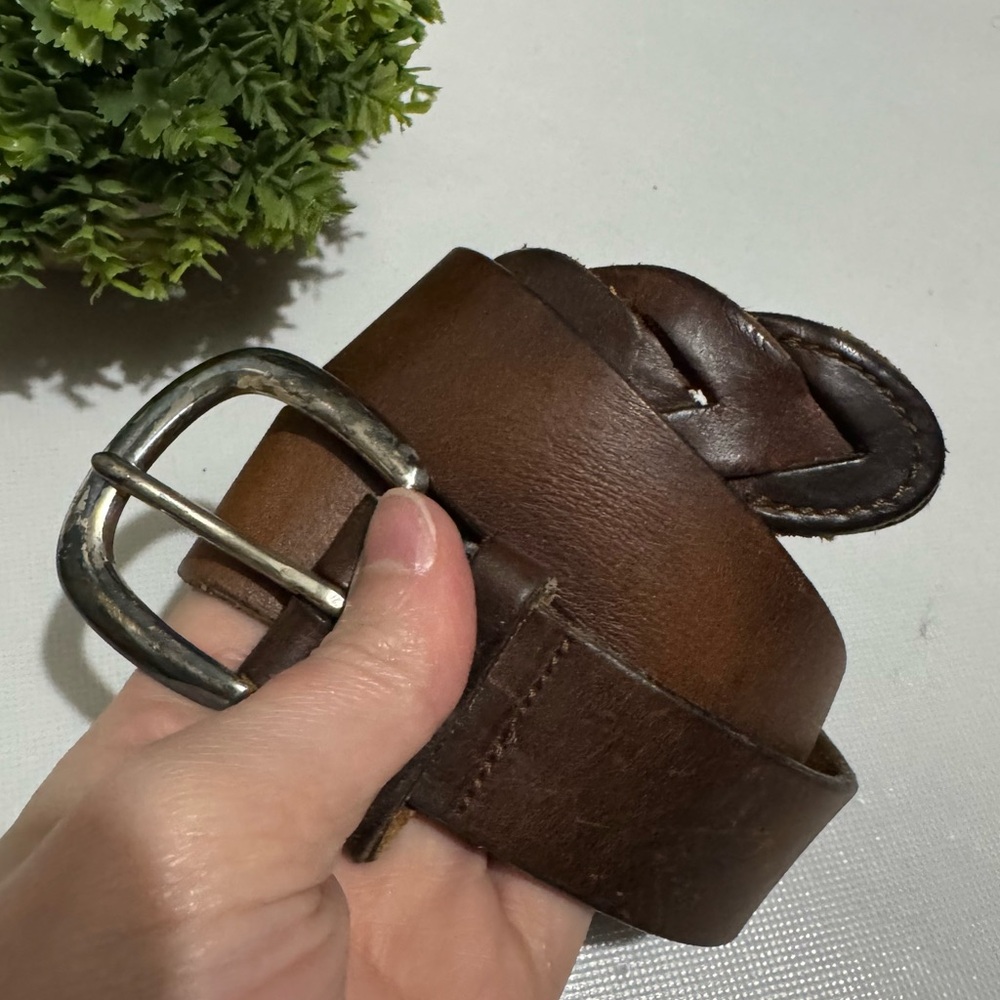 Vintage Brown Genuineβ Leather Classic Braided Belt Size Small Western Festival